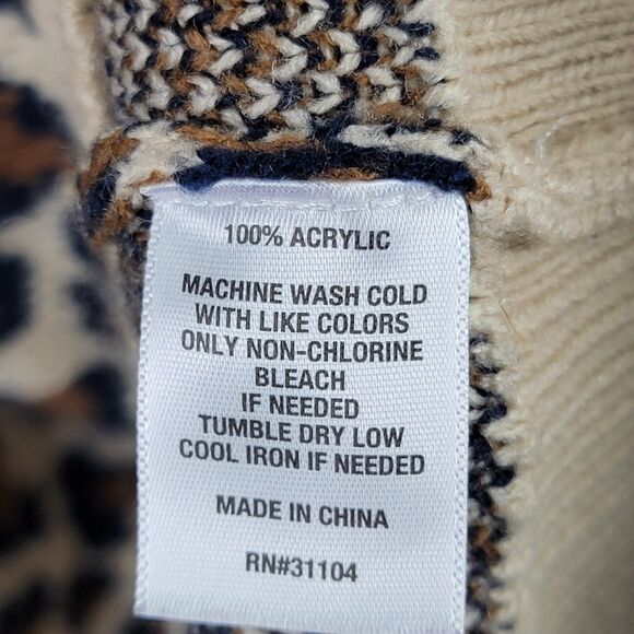 Crown & Ivory Sweater Size 2X Pullover Hi Low Hem Hi Neck Oversize Animal Print - Picture 7 of 10
